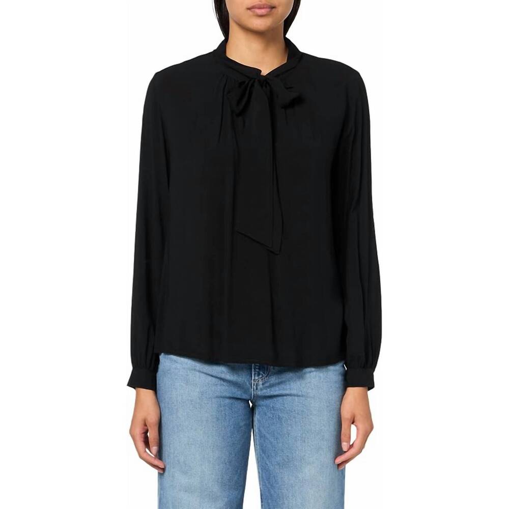 NEW VELVET BY GRAHAM & SPENCER gabrielle tie neck blouse in black